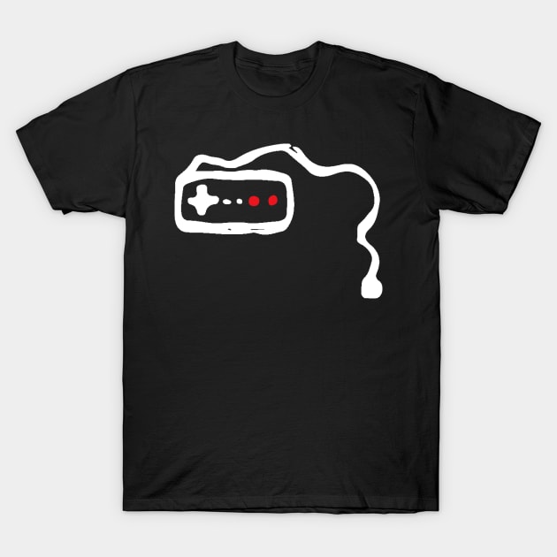 Video Game Controller Doodle White T-Shirt by Mijumi Doodles